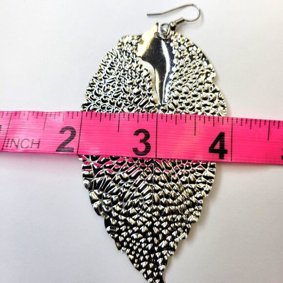 Leaf Style Earrings Large Yellow Light Long Earrings - Picture 4 of 6